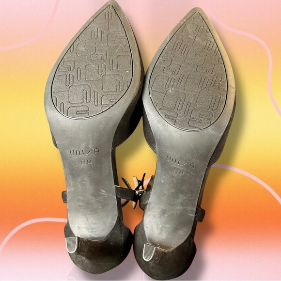 NWOT Unisa ‘Amabelle’ Black Vegan Suede Ankle Tie Stiletto Pumps Size 11 - Picture 7 of 13